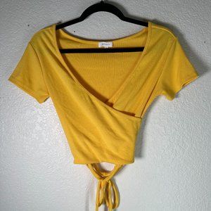 Yellow Crop top with waist strap Size S